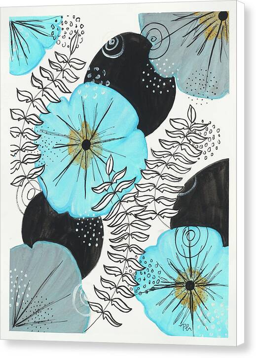 Blue Floral Fine Art Print - Canvas Print