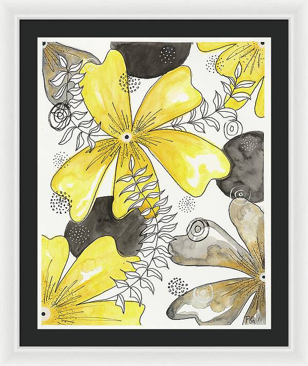 Canvas Yellow Floral Fine Art Print - Framed Print