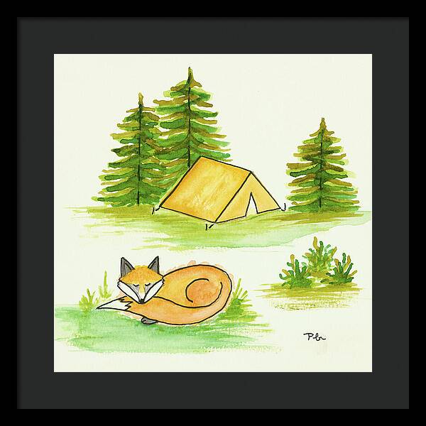 Fox Sleeping Kids Room Fine Art Print - Framed Print