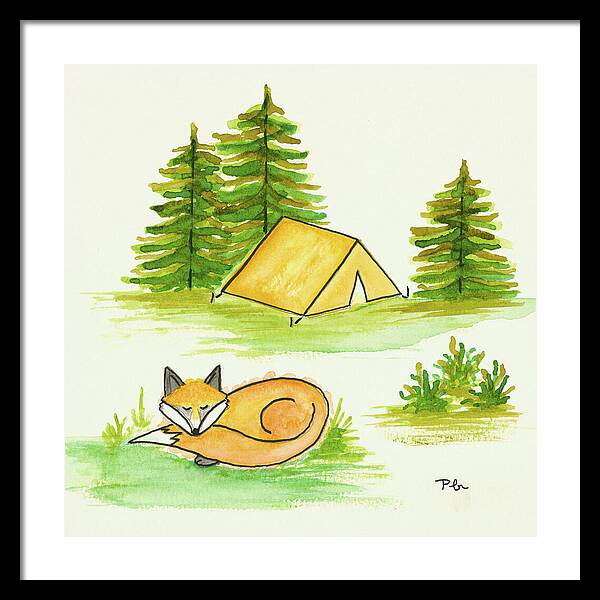 Fox Sleeping Kids Room Fine Art Print - Framed Print