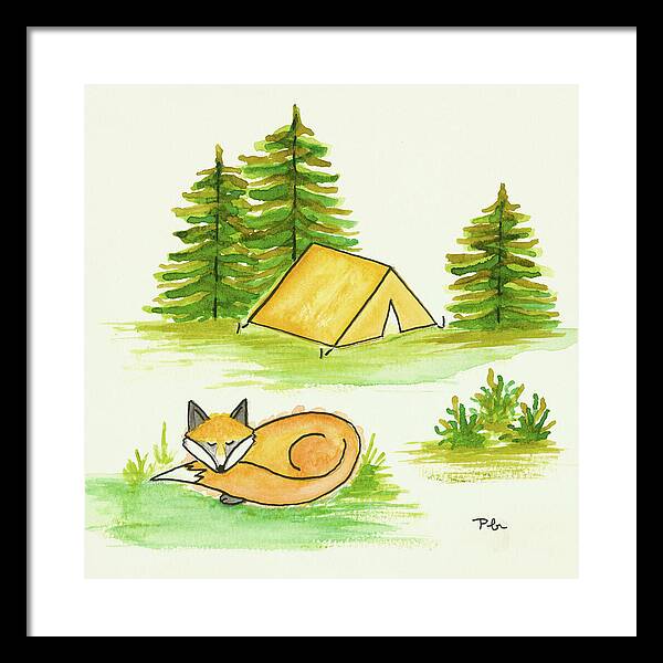 Fox Sleeping Kids Room Fine Art Print - Framed Print