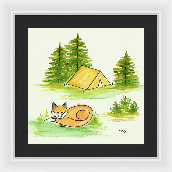 Fox Sleeping Kids Room Fine Art Print - Framed Print