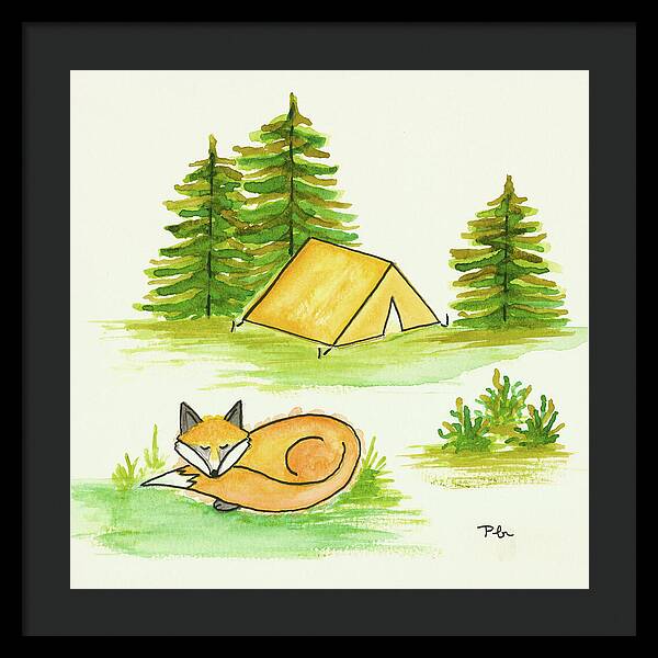 Fox Sleeping Kids Room Fine Art Print - Framed Print