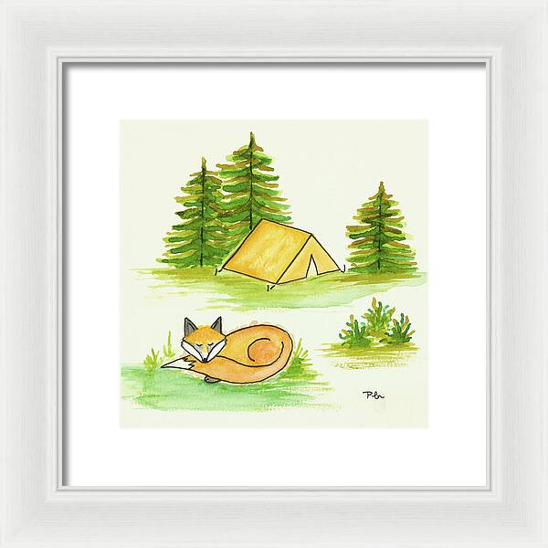 Fox Sleeping Kids Room Fine Art Print - Framed Print