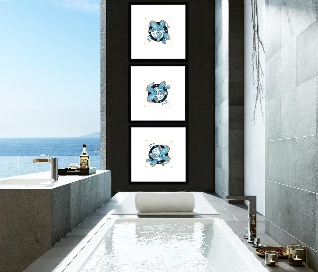 Modern Blue Circles Abstract Framed Print