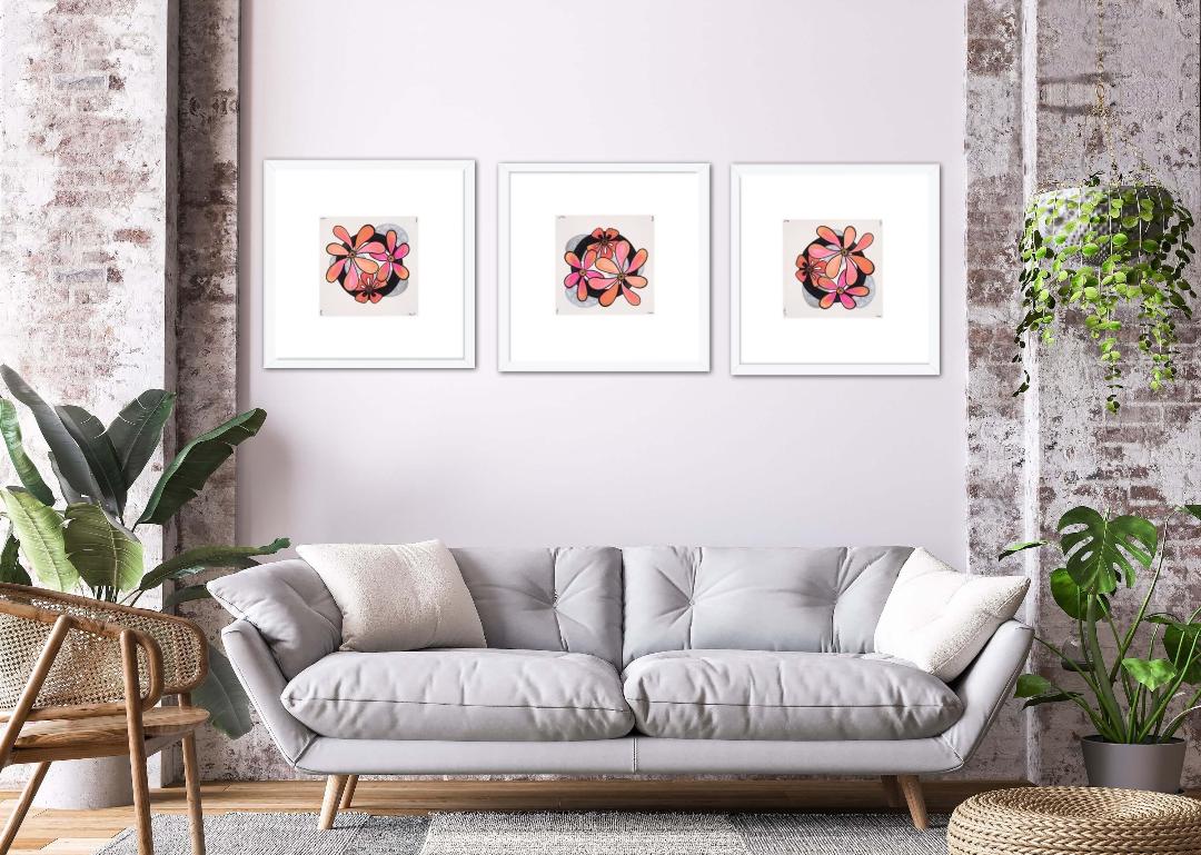 Modern Red Pink Circles Abstract Framed Print