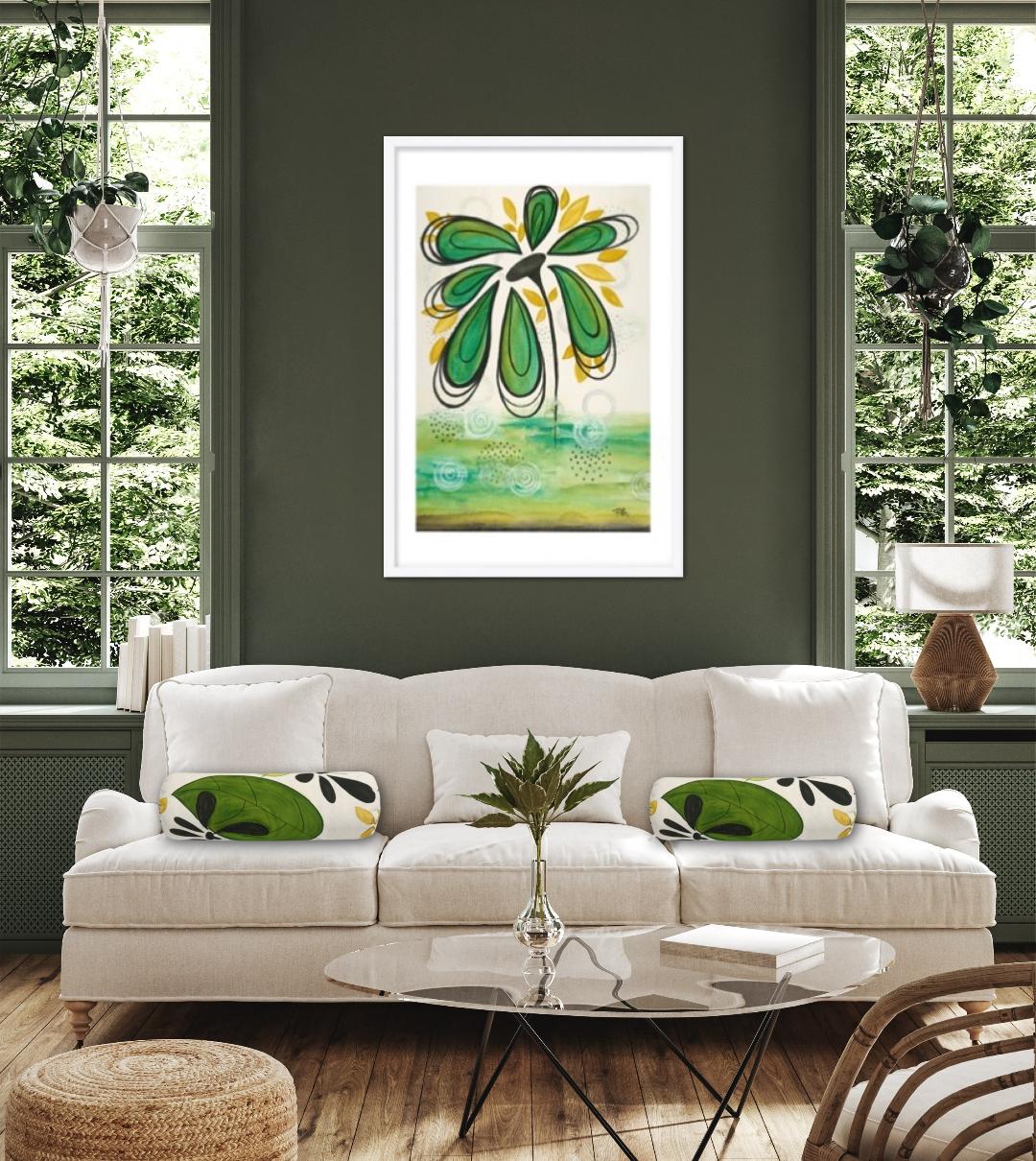 Modern Green Bolster Pillow