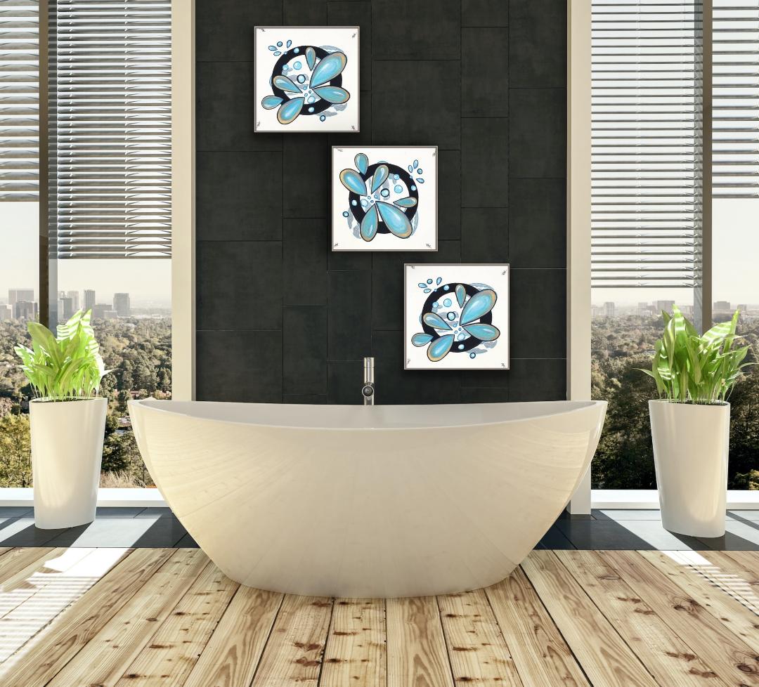 Canvas Framed Fine Art Print Circle Blue