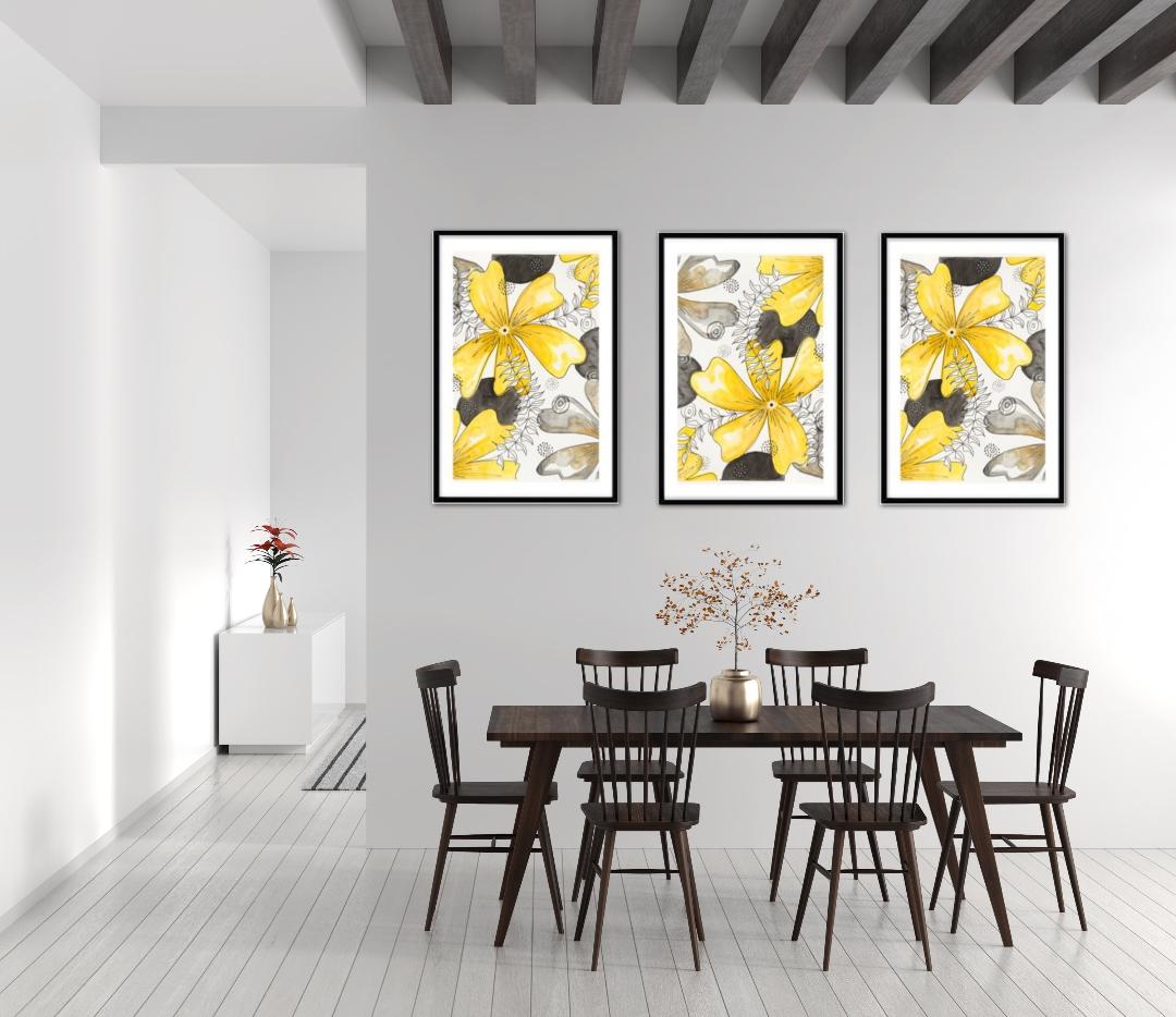 Modern Yellow Floral Framed Print