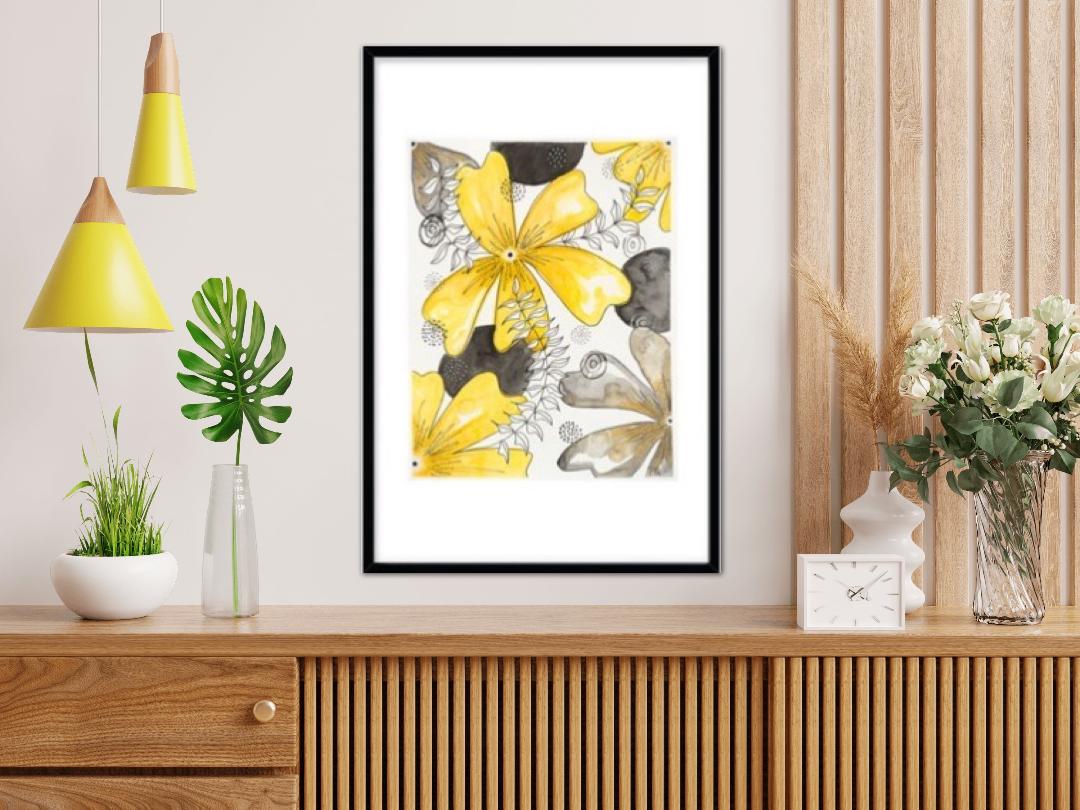 Modern Yellow Floral Framed Print
