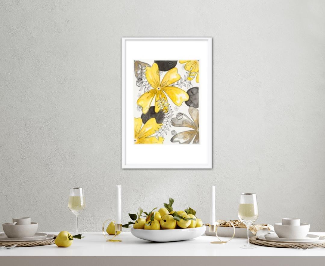 Modern Yellow Floral Framed Print