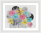 Pink Blue Yellow Floral Fine Art Print - Framed Print