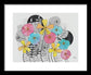 Pink Blue Yellow Floral Fine Art Print - Framed Print