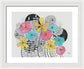 Pink Blue Yellow Floral Fine Art Print - Framed Print