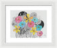 Pink Blue Yellow Floral Fine Art Print - Framed Print