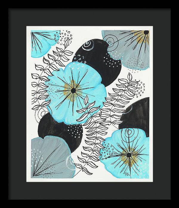 Blue Floral Fine Art Print - Framed Print