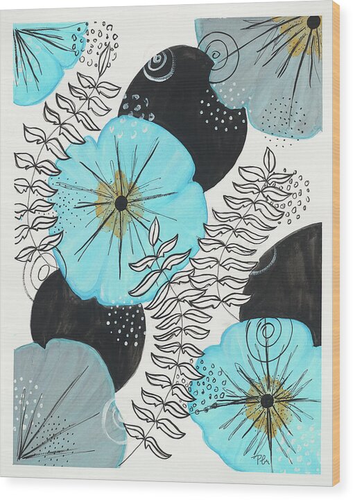 Blue Floral Fine Art Print - Wood Print