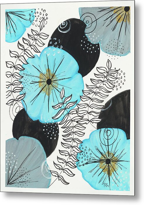 Blue Floral Fine Art Print - Metal Print