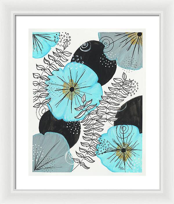 Blue Floral Fine Art Print - Framed Print