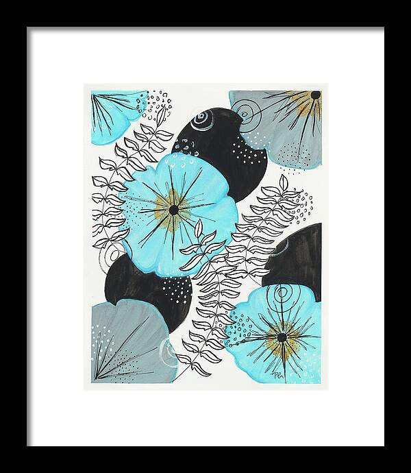 Blue Floral Fine Art Print - Framed Print