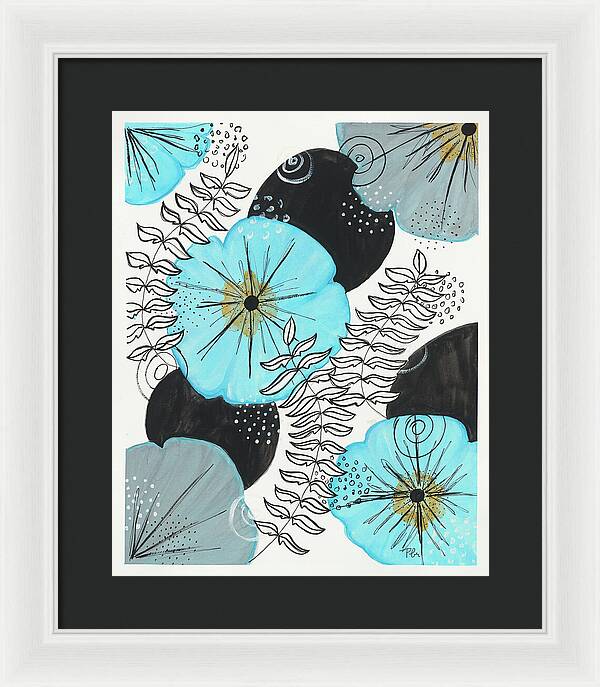 Blue Floral Fine Art Print - Framed Print