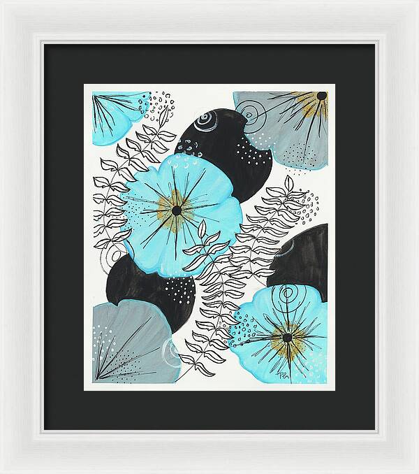 Blue Floral Fine Art Print - Framed Print