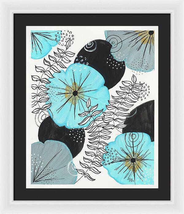 Blue Floral Fine Art Print - Framed Print