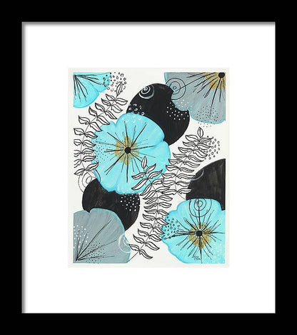 Blue Floral Fine Art Print - Framed Print