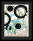 Blue Green Gold Circles Fine Art Print - Framed Print