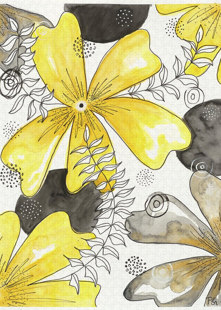 Canvas Yellow Floral Fine Art Print - Puzzle