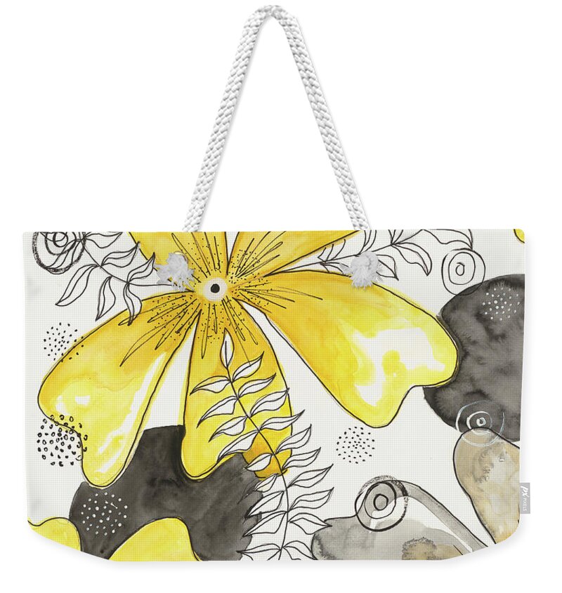 Canvas Yellow Floral Fine Art Print - Weekender Tote Bag