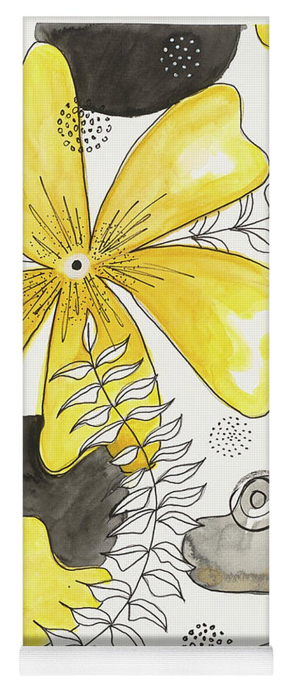 Canvas Yellow Floral Fine Art Print - Yoga Mat