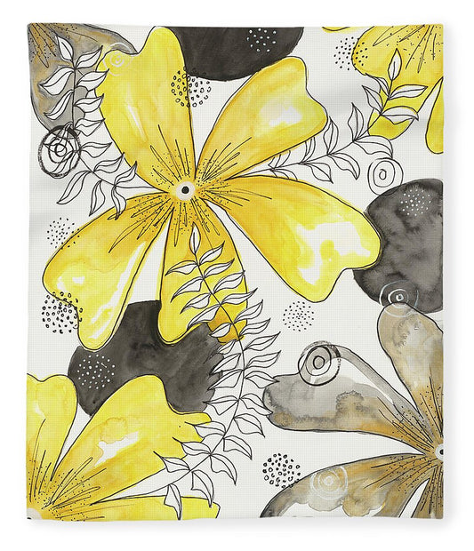 Canvas Yellow Floral Fine Art Print - Blanket