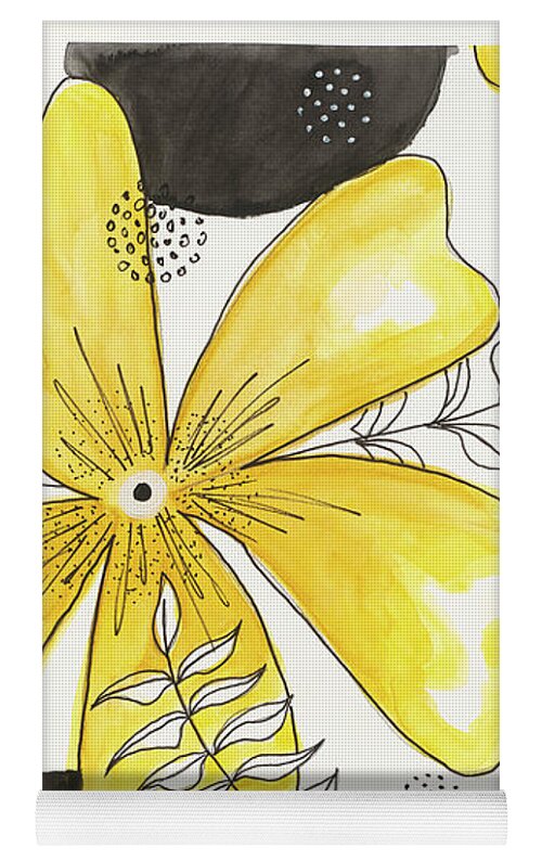 Canvas Yellow Floral Fine Art Print - Yoga Mat