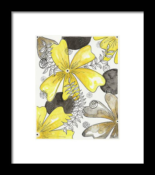 Canvas Yellow Floral Fine Art Print - Framed Print