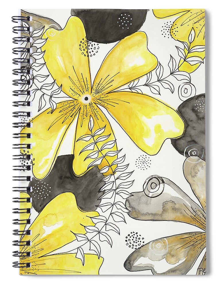 Canvas Yellow Floral Fine Art Print - Spiral Notebook