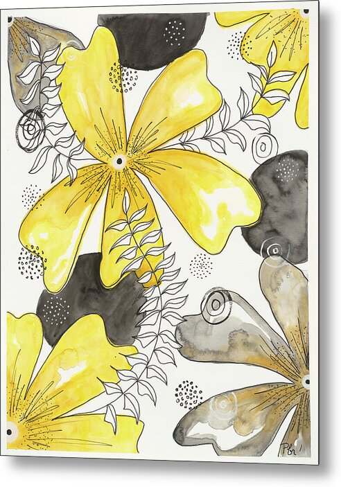 Canvas Yellow Floral Fine Art Print - Metal Print