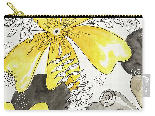 Canvas Yellow Floral Fine Art Print - Zip Pouch