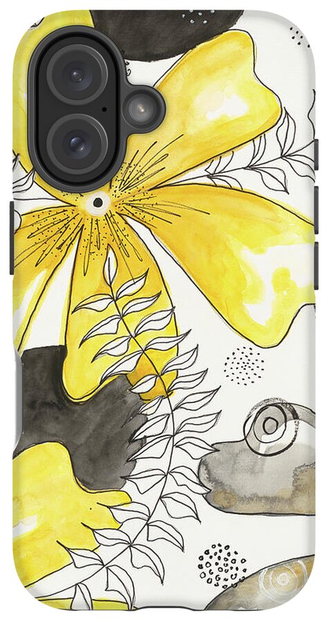 Canvas Yellow Floral Fine Art Print - Phone Case