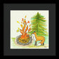 Fox Campfire Kids Room Fine Art Print - Framed Print