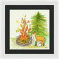 Fox Campfire Kids Room Fine Art Print - Framed Print