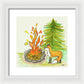 Fox Campfire Kids Room Fine Art Print - Framed Print