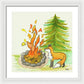 Fox Campfire Kids Room Fine Art Print - Framed Print