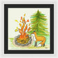 Fox Campfire Kids Room Fine Art Print - Framed Print