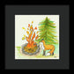 Fox Campfire Kids Room Fine Art Print - Framed Print