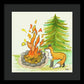 Fox Campfire Kids Room Fine Art Print - Framed Print