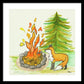 Fox Campfire Kids Room Fine Art Print - Framed Print