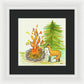 Fox Campfire Kids Room Fine Art Print - Framed Print