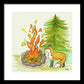 Fox Campfire Kids Room Fine Art Print - Framed Print