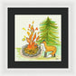 Fox Campfire Kids Room Fine Art Print - Framed Print